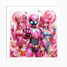 Pink Robots Art Print