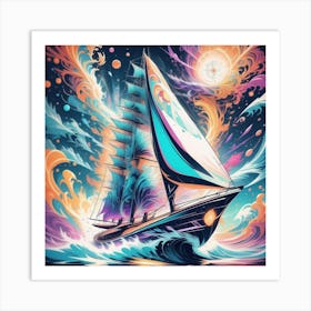 Sailboat In The Ocean Art Print