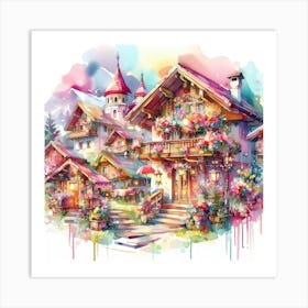 Watercolor Of A House Art Print