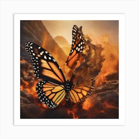 Butterfly In Flames Art Print