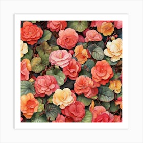 Colourful Of Begonia Square Art Print 3 Art Print