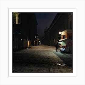 Street Market At Night in Estonia Art Print