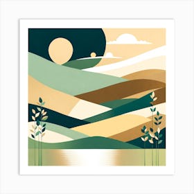 Landscape Canvas Print, minimalistic vector art Art Print