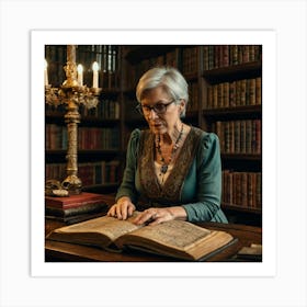 The Elderly Lady Librarian 030 Art Print