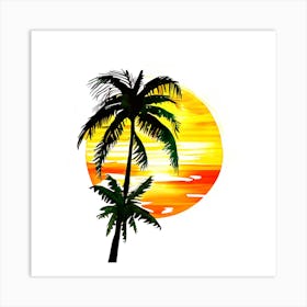 Sunset Palm Trees Art Print