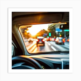 Vehicle View Transportation Drive Car Auto Mirror Vision Driver Street Landscape Traffic (7) Art Print