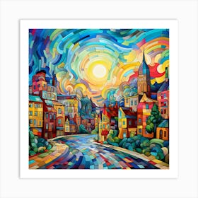 City At Sunset Art Print