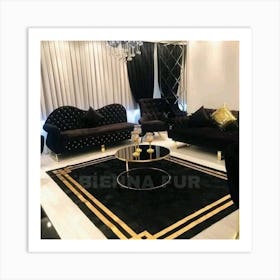 Black And Gold Living Room Art Print