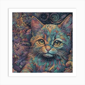 Psychedelic Cat Art Print