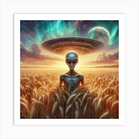 Alien In The Wheat Field Art Print