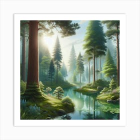 Lake In The Forest 4 Art Print