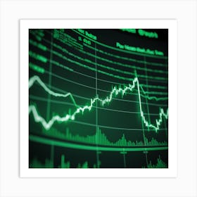 Stock Market Bull Market Trading Up Trend Of Graph Green Background Rising Price 5 Art Print