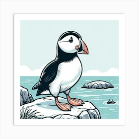 Line Art puffin 3 Art Print