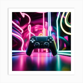 A Highly Stylized And Dramatic Photograph Of A Sleek Modern Game Controller 3 Art Print