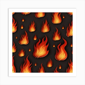 Flames On Black Background 5 Art Print