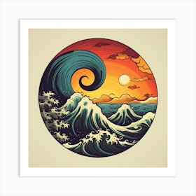 Great Wave At Sunset Art Print