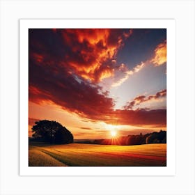 Sunset Over A Field 13 Art Print