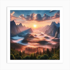 Sunrise Over The Mountains 3 Art Print