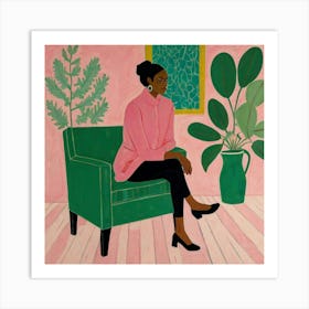 Woman In Pink 2 Art Print