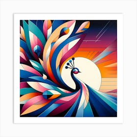 Abstract modernist Peacock 2 Art Print