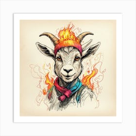 Goat In Flames 6 Art Print