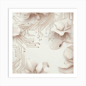 Nature Meets Technology A Tech Inspired Design Where Circuitry Patterns Are Drawn With Soft Nude Li Art Print