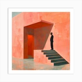 Man On Stairs Art Print