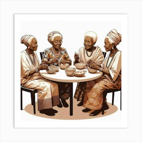 Old Ladies At The Table Art Print