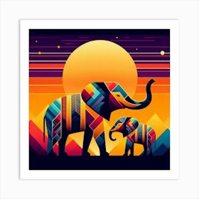 African Playful Elephants Art Print