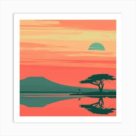 Sunset In Kenya 2 Art Print