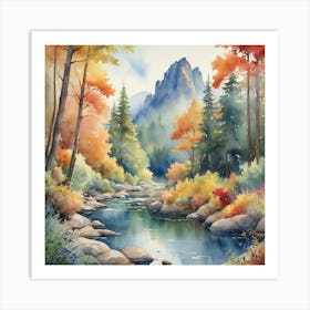 Yosemite River Painting Art Print