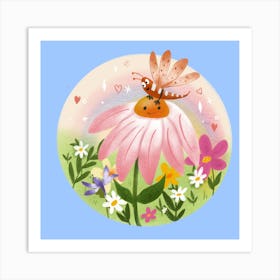 Dragonfly On A Flower Art Print