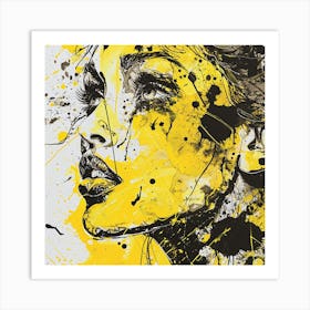 Yellow Splatter Painting 1 Art Print