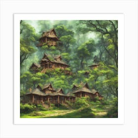 Fairy Houses In The Forest Art Print