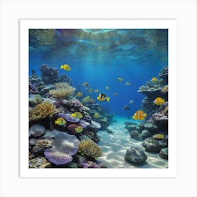 A Kaleidoscope of Colorful Fish Coral Reef Art Print