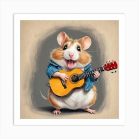 Hamster Playing Guitar 10 Art Print