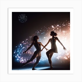 Envision A Cosmic Ballet Where Dancers Are Composed Of Binary Code Art Print