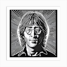 John Lennon Woodcut Style Art Print