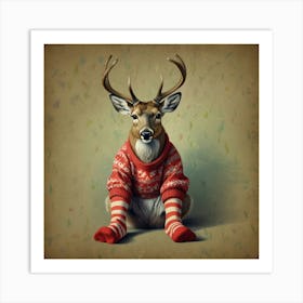 Deer In Socks Art Print