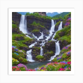 Waterfalls In The Mountains 1 Art Print