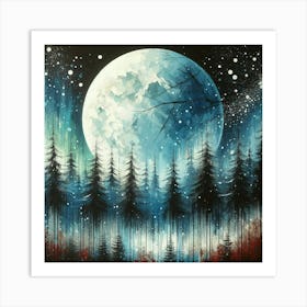 Full Moon In The Forest 6 Art Print