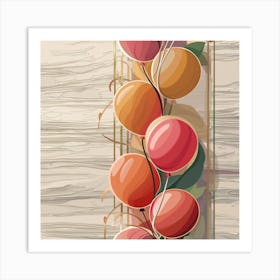 Balloons On A Wooden Background Art Print