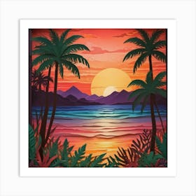 Sunset At The Beach 18 Art Print