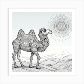 Line Art camel Art Print