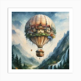 watercolor of a off white hot air balloon Art Print