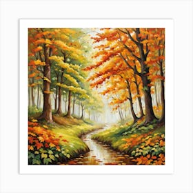 Forest In Autumn In Minimalist Style Square Composition 129 Art Print