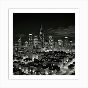 Chicago Skyline At Night 1 Art Print