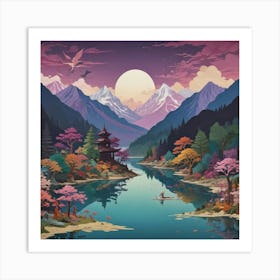 Japanese Landscape Painting Art Print