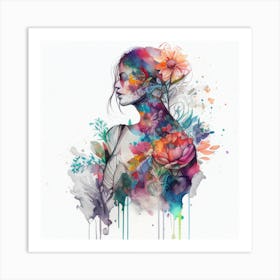 Watercolor Tropical Woman #9 Art Print