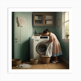 Woman Doing Laundry Art Print